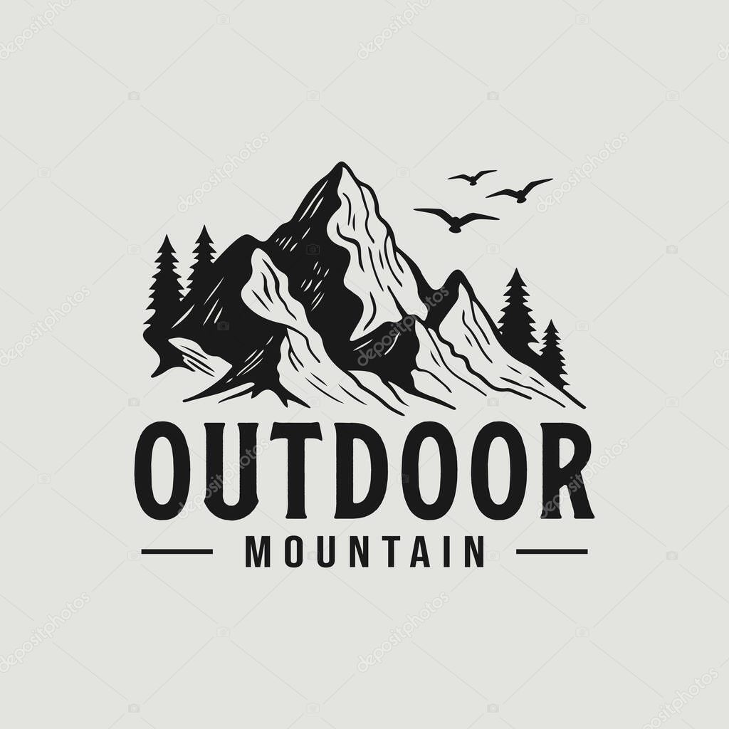 Camping Logo Design Tent and Pine Trees Outdoor Adventure Illustration