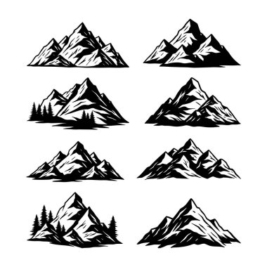 Dağ Vektörü Siyah ve Beyaz Açık Hava Macera Alanı