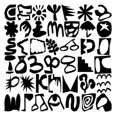 Abstract Cutout Shapes Collection Modern Geometric Collage Vector in Black Silhouette