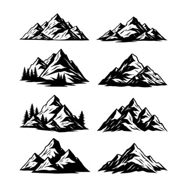 Dağ Vektörü Siyah ve Beyaz Açık Hava Macera Alanı