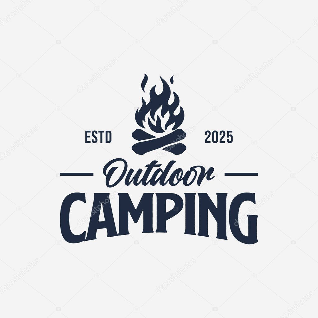Campfire illustration vector, Camping Logo Design