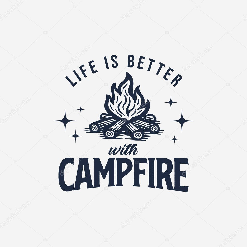 Campfire illustration vector, Camping Logo Design