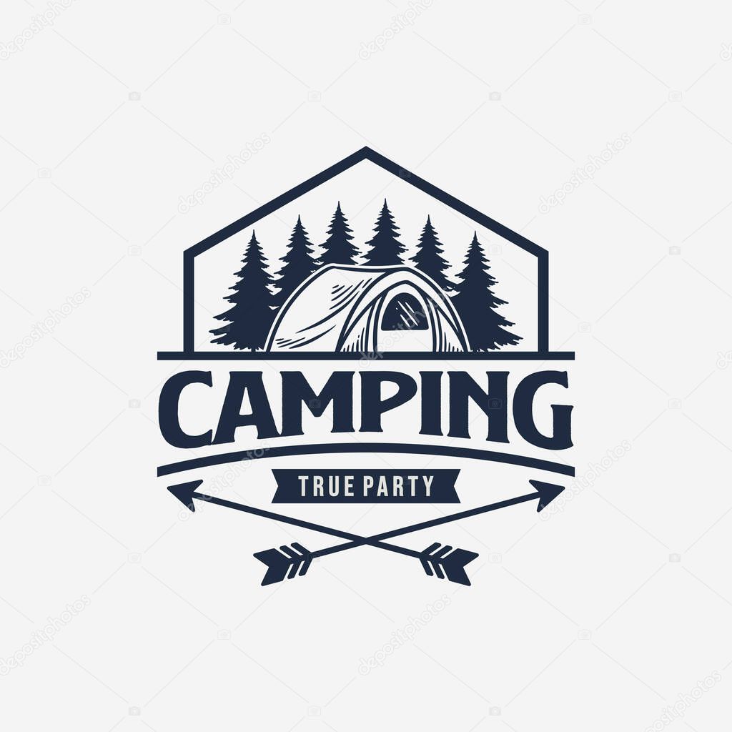 Campfire illustration vector, Camping Logo Design