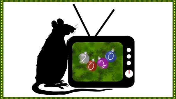 Rok Szczura 2020 Pocztówka Animacja — Wideo stockowe