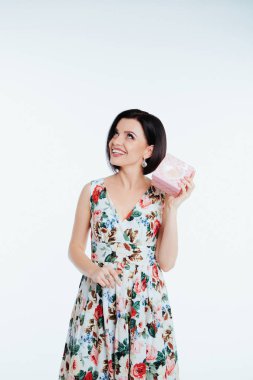 young girl gift model brunette beauty