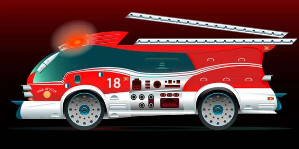 İtfaiye arabası. Yaratıcı görünümü. Söktüğünüz merdiven. Vektör çizim
