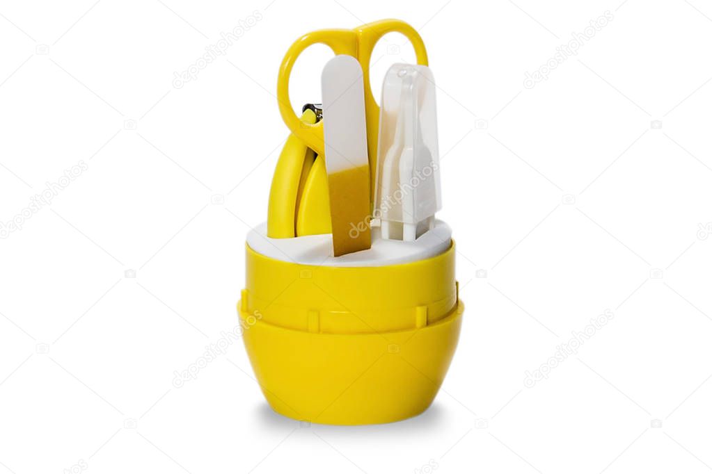 Baby Care Kit. Baby Hygiene Kit. Isolated. Children's hygiene. Means for the care of a small child. Beautiful still life.