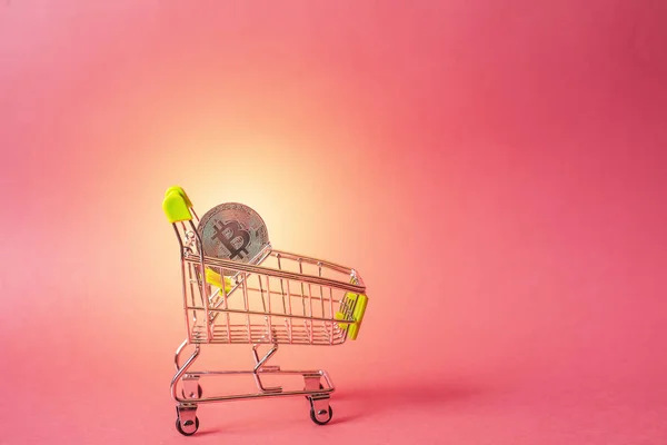Shopping Cart Bitcoin Konsep Bisnis Dan Keuangan Konsep — Stok Foto