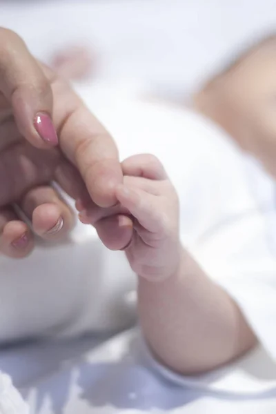 Month Newborn Baby Boy Hands White Close — Stock Photo, Image