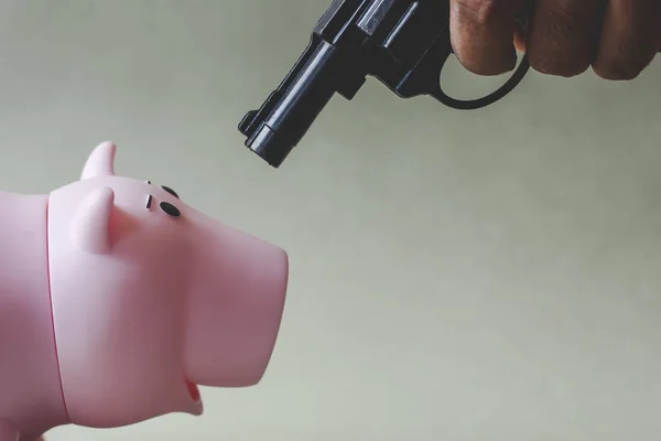 Räuber Und Sparschwein Schlechte Finanzielle Zeiten Krise — Stockfoto