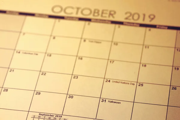 Svátek Halloween 31 října v selektivní zaměřit na 2019 kalendáře. — Stock fotografie