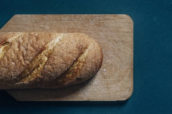 Food concept. Bread sliced. Top view. Free space for text — Stock Photo, Image