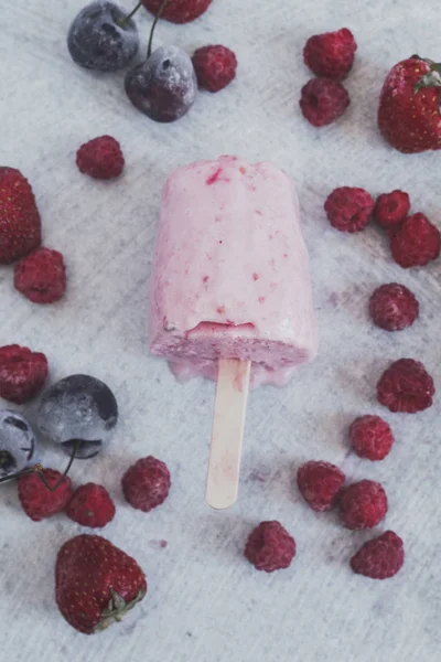 Zelf gemaakt Berry-ijs. Fruityoghurt roomijs — Stockfoto