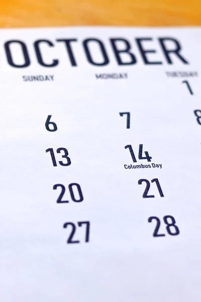 哥伦布日 2019 - 美国联邦假日在十月日历 — 图库照片