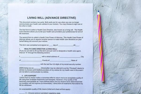 Living Will Advance Directive — Stock Photo, Image