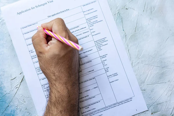 Handausgefülltes Visum-Formular — Stockfoto