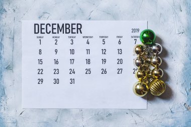 Aralık 2019 aylık Takvim