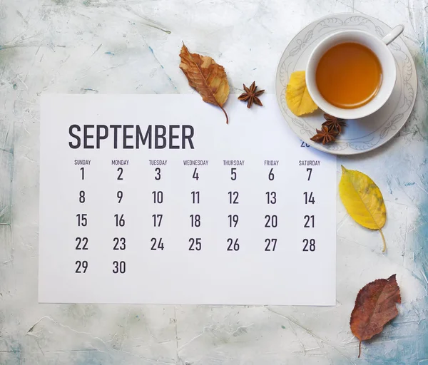 Calendario mensile di settembre 2019 — Foto Stock