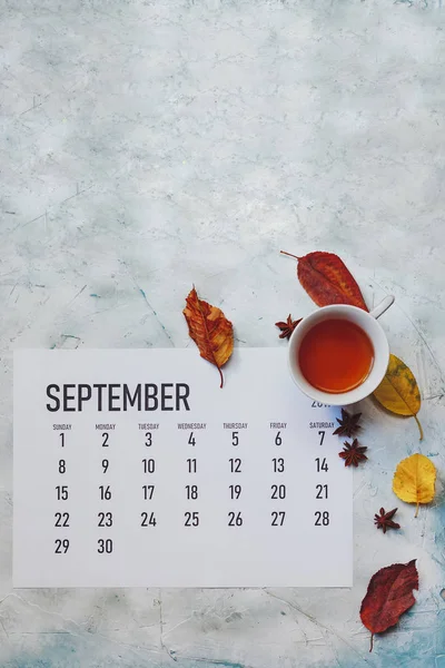 月間2019年9月カレンダー — ストック写真