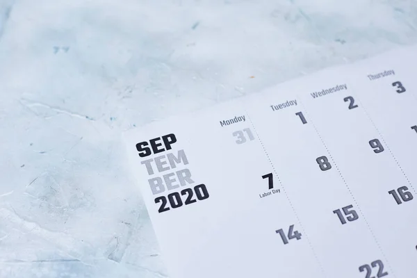 Calendario mensual septiembre 2020 — Foto de Stock