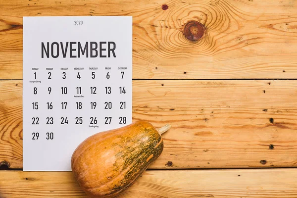 November 2020 maandelijkse kalender voor hout — Stockfoto