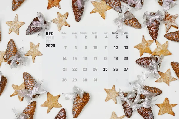Simples dezembro 2020 calendário mensal — Fotografia de Stock
