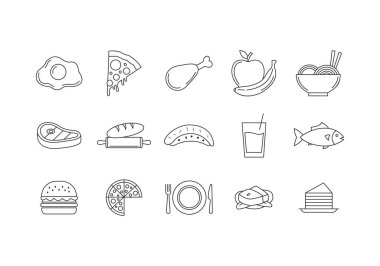 Yemek simgesi bohça koleksiyonu sanat biçimi vektör sembolü