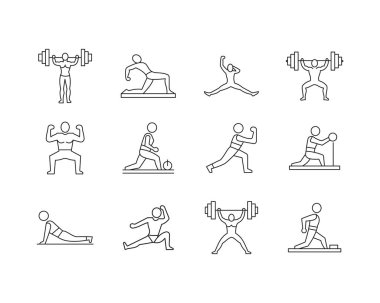 Satır Sanatı Biçimli Fitness Simgesi Vektör Şablonu