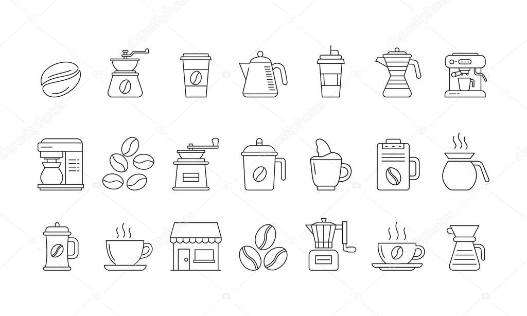 Coffee Icon Bundle Line Art Style Template