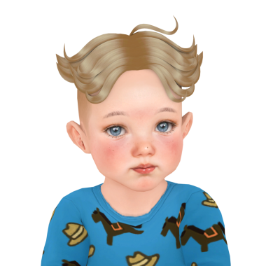 Dalgalı sarı saçlı, mavi gözlü, mavi süveter giyen, izole edilmiş portresi olan tatlı bir çocuk.