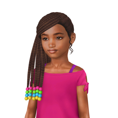 Pembe, izole bir portre giyen, uzun saçlı, güzel, siyah tenli bir kız.