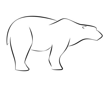 Beyaz arka planda siyah çizgi ayı. El çizim vektör grafiği.