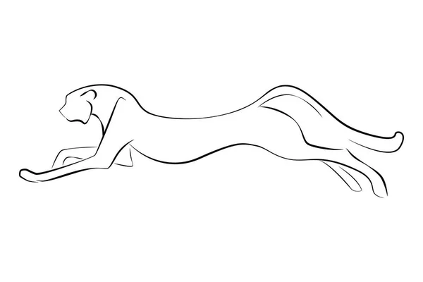 Běžící Gepard Linii Bílém Pozadí Vektorové Grafiky Kočka — Stockový vektor
