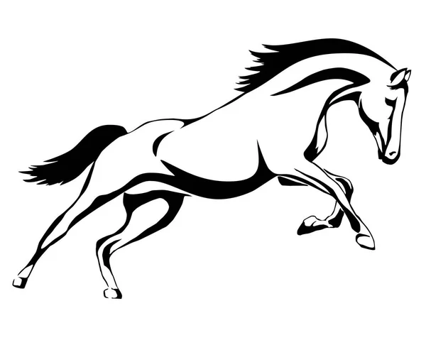 Courir Cheval Ligne Noire Sur Fond Blanc Graphique Vectoriel — Image vectorielle