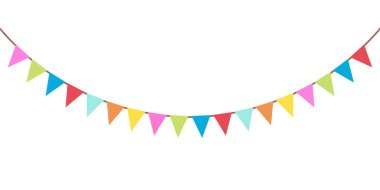 Karnaval, parti ve festival renkli bayrak bayrağı beyaz arka planda süsleme için. Vektör illüstrasyonu