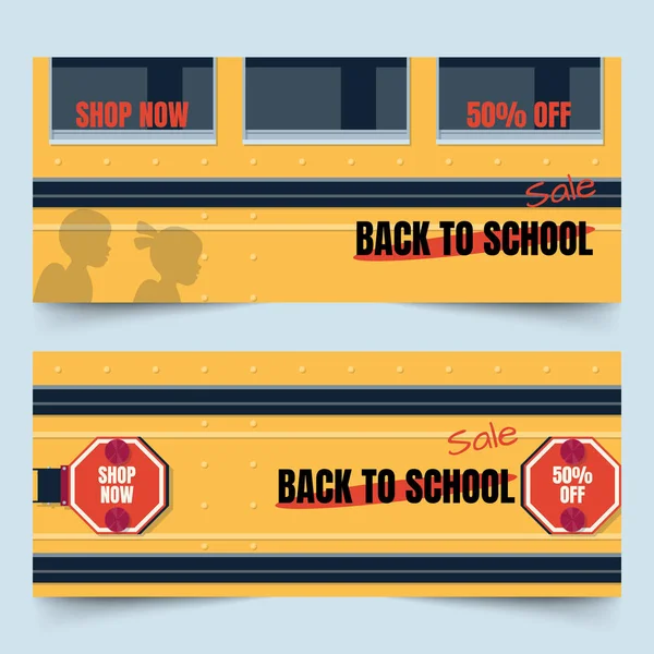 Geri okul otobüsü parçası afiş — Stok Vektör