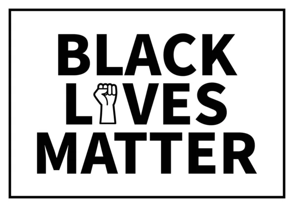 Black Lives Matter Campaign Text Simplified Raising Fist Frame Black — Stock Vector