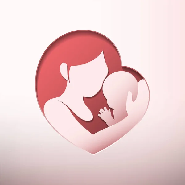 Mère Tenant Petit Bébé Avec Son Bras Intérieur Silhouette Forme Illustrations De Stock Libres De Droits