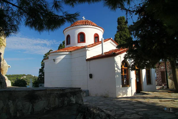 Kostel Svatého Mikuláše Skiathos Town Řeckém Ostrově — Stock fotografie