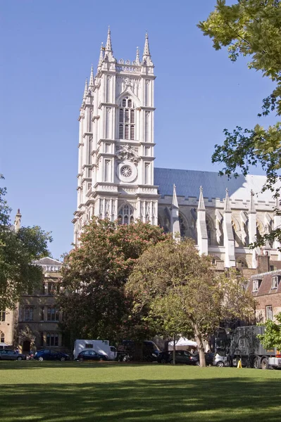 Vista Attraverso Dean Yard Guardando Verso Storica Westminster Abbey Londra — Foto Stock
