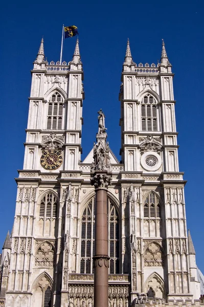 Imponująca Zachodnia Fasada Opactwa Westminster Centrum Londynu — Zdjęcie stockowe