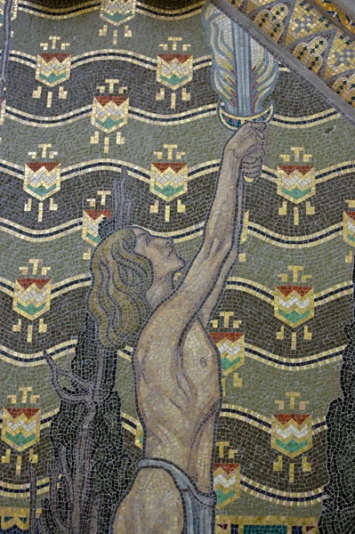 Mosaic Depicting Sword God Legendary Weapon Attila Hun Outer Wall — Stock Photo, Image