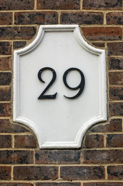Placa Pared Mostrando Número Veintinueve Pared Exterior Una Casa — Foto de Stock