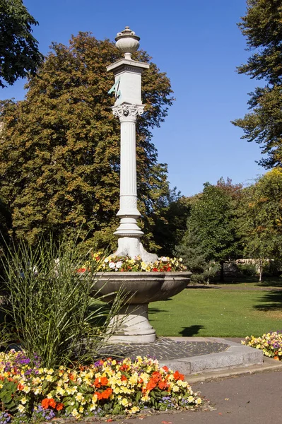 Victorian Fountain Now Used Planter Abbey Gardens Bury Edmunds Carved — Stock Photo, Image