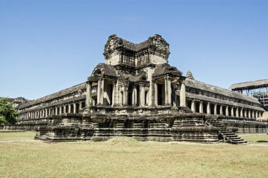 Angkor Wat, Siem Reap, Kamboçya 'nın antik Khmer tapınağı manzarası.