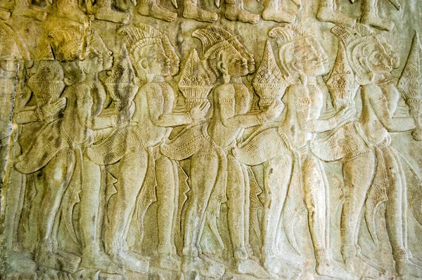 Angkor Wat Tapınağının Kuzey Batı Köşesindeki Duvarda Ramayana Dan Sahneler — Stok fotoğraf