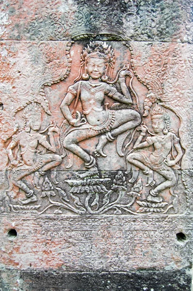 Apsara Tänzerinnen Auf Einer Säule Des Alten Khmer Tempels Von — Stockfoto