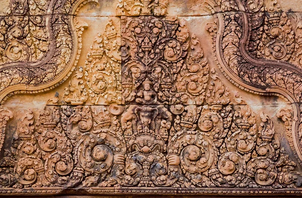 Red Sandstone Carving Indra Hindu God Sky Riding His Three — Stock Photo, Image