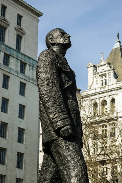 Public monument of military commander Lord Portal of Hungerford. Chief of the Air Staff during World War II and headed Bomber Command.  Statue on display beside the Ministry of Defence, London.