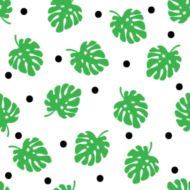 Tropikal moda Dikişsiz desen egzotik palmiye ile bırakır. Vektör.